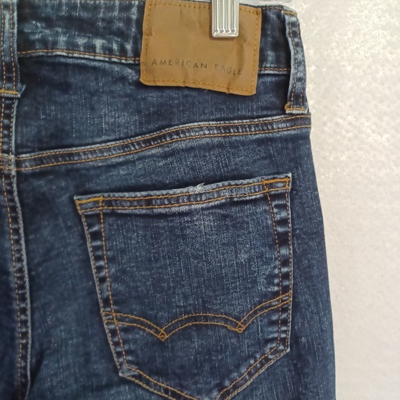 American Eagle Men's 28x32 Skinny Medium Wash Denim Blue Jeans Distressed - Picture 3 of 10